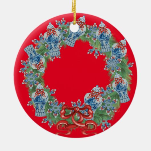 KerstChinoiserie Ginger Jar Jars Keramisch Ornament (Achterkant)