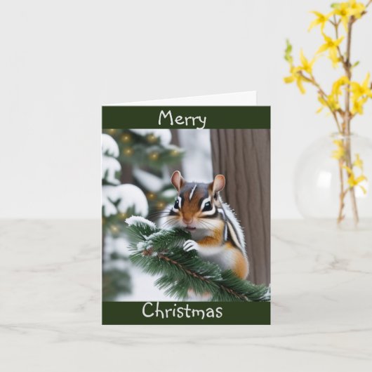 kerstchipmunk kaart (Gele Bloem)