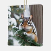 kerstchipmunk keramisch ornament (Links)