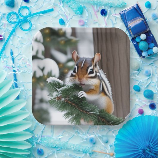 kerstchipmunk papieren bordje (Feest)