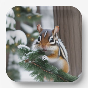 kerstchipmunk papieren bordje