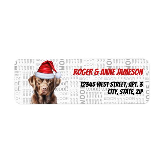 Kerstchocolade Lab Dog met naamadres Etiket (Voorkant)