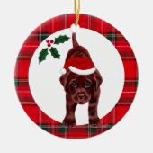 Kerstchocolade Lab Puppy Keramisch Ornament (Voorkant)