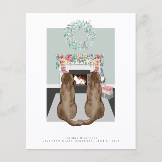 Kerstchocolade Labrador Dogs Fireplace Scene (Voorkant)