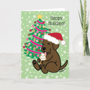 kerstchocolade Labrador Ice Cream Licking Feestdagen Kaart