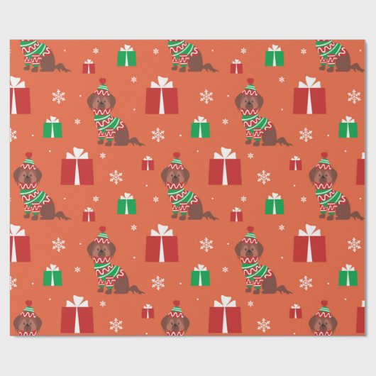 kerstchocolade-labrador-patroon cadeaupapier (Vlak)