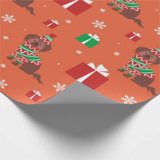 kerstchocolade-labrador-patroon cadeaupapier (Hoek)