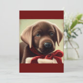 Kerstchocolade Labrador Puppy, hond/pop Feestdagenkaart (Staand voorkant)