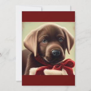 Kerstchocolade Labrador Puppy, hond/pop Feestdagenkaart