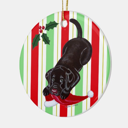 kerstchocolade Labrador Puppy Keramisch Ornament (Links)