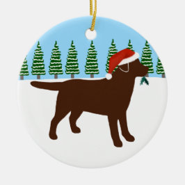 Kerstchocolade Labrador Santa Hat Keramisch Ornament