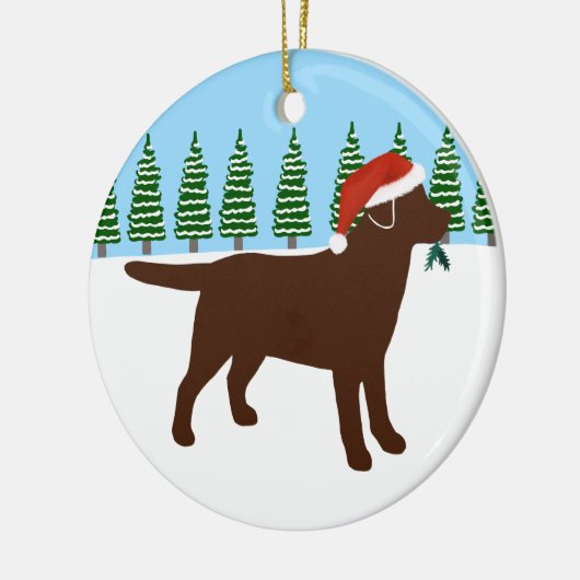 Kerstchocolade Labrador Santa Hat Keramisch Ornament (Links)