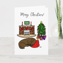 kerstchocolade-labrador slaapstand feestdagen kaart
