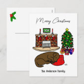 kerstchocolade-labrador slaapstand feestdagenkaart (Voorkant / Achterkant)