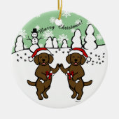 kerstchocolade-labradors Cartoon Keramisch Ornament (Voorkant)