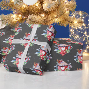 kerstchocolade op grijs cadeaupapier