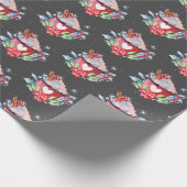 kerstchocolade op grijs cadeaupapier (Hoek)