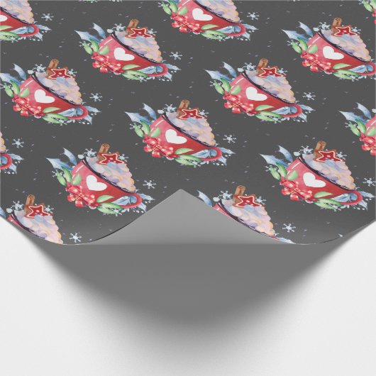 kerstchocolade op grijs cadeaupapier (Hoek)