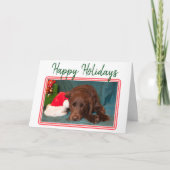 Kerstchocolade, Pet van de Labrador en de kerstman Feestdagen Kaart (Voorkant)