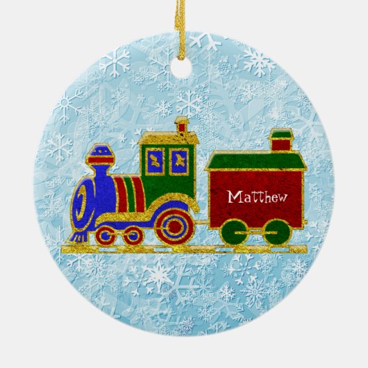KerstChoo Choo Train personaliseren Keramisch Ornament (Achterkant)