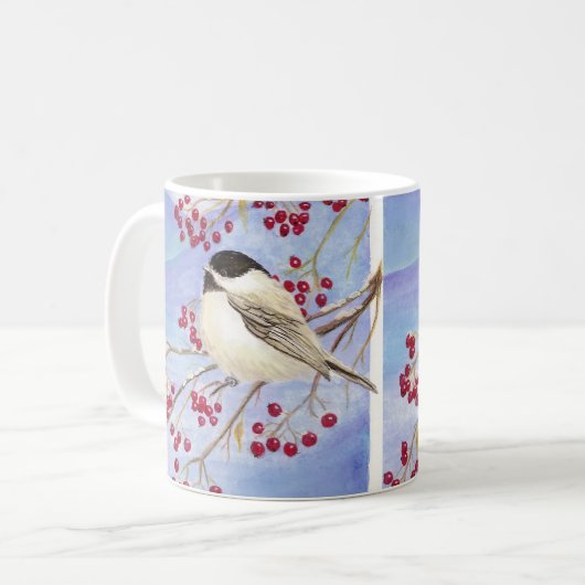 Kerstcichorei Cute Bird Berries Koffiemok (Voorkant links)