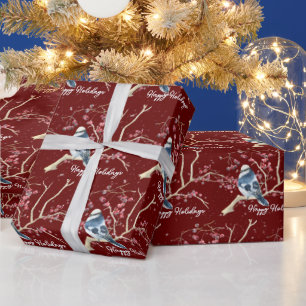 Kerstcichorei met Berries en snowflakes Cadeaupapier