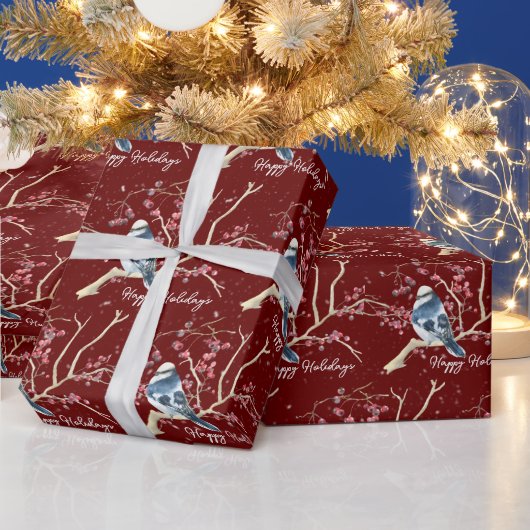 Kerstcichorei met Berries en snowflakes Cadeaupapier (Feestdagen)