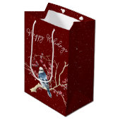 Kerstcichorei met Berries en snowflakes Medium Cadeauzakje (Voorkant Gekanteld)