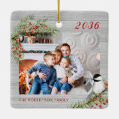 Kerstcichorei Rustic Family 2 Foto Keramisch Ornament (Achterkant)