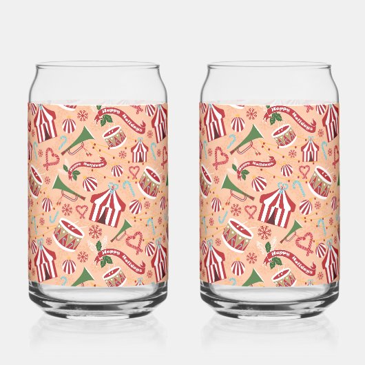 kerstcircus blikvorm glas (Voorkant)