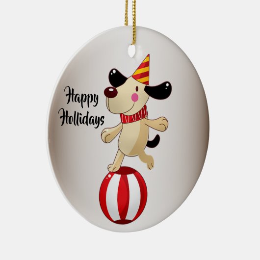 Kerstcircus Dog Elegant Feestdagen Keramisch Ornament (Rechts)