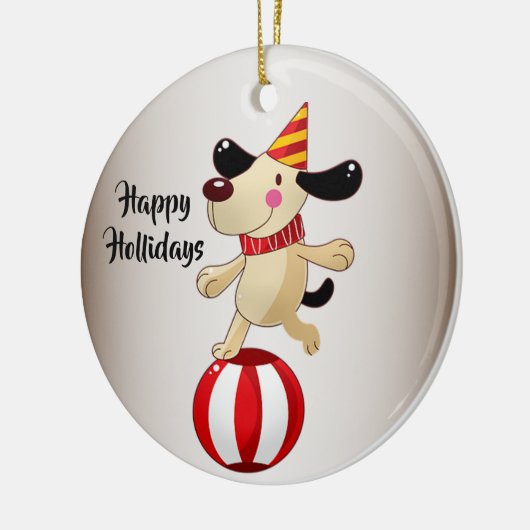 Kerstcircus Dog Elegant Feestdagen Keramisch Ornament (Links)