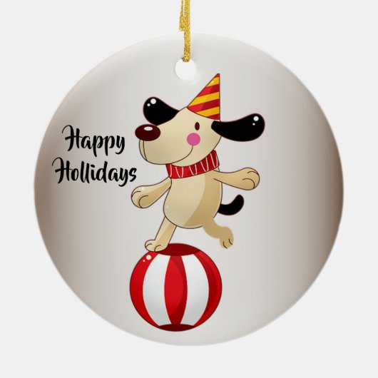 Kerstcircus Dog Elegant Feestdagen Keramisch Ornament (Achterkant)