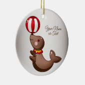 Kerstcircus Rood Witte bal Keramisch Ornament (Rechts)