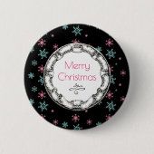  kerstcirkel met sneeuwvlokken ronde button 5,7 cm (Voorkant)