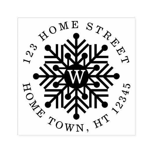 Kerstcirkel Monogram Sneeuwvlok Retouradres Rubberstempel (Afrduk)