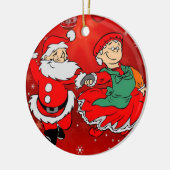 kerstcirkel Ornament, kerstman Keramisch Ornament (Links)