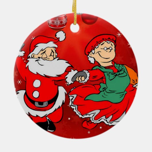 kerstcirkel Ornament, kerstman Keramisch Ornament (Achterkant)