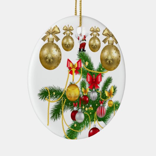 kerstcirkel Ornament, kerstman Keramisch Ornament (Rechts)