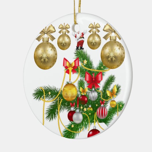 kerstcirkel Ornament, kerstman Keramisch Ornament (Links)