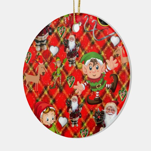 kerstcirkel Ornament, kerstman Keramisch Ornament (Links)