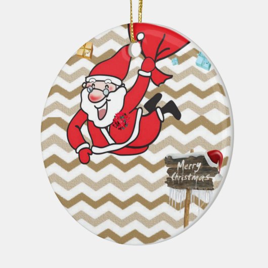 kerstcirkel Ornament, kerstman Keramisch Ornament (Links)