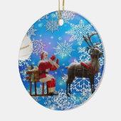 kerstcirkel Ornament, kerstman Keramisch Ornament (Links)