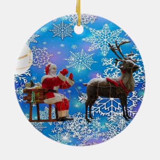 kerstcirkel Ornament, kerstman Keramisch Ornament (Achterkant)