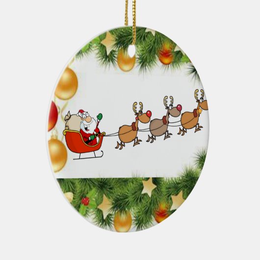 kerstcirkel Ornament, kerstman Keramisch Ornament (Rechts)