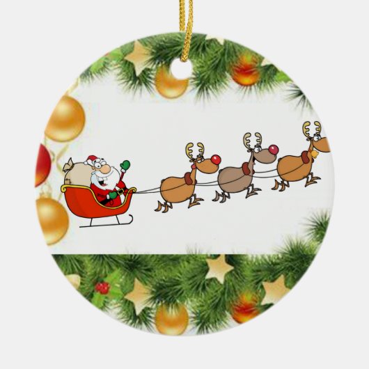 kerstcirkel Ornament, kerstman Keramisch Ornament (Voorkant)