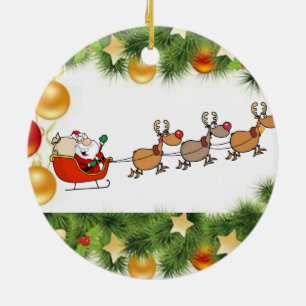 kerstcirkel Ornament, kerstman Keramisch Ornament