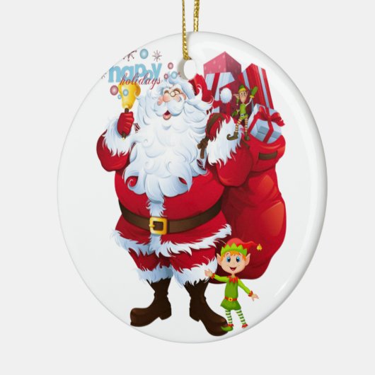 kerstcirkel Ornament, kerstman Keramisch Ornament (Links)