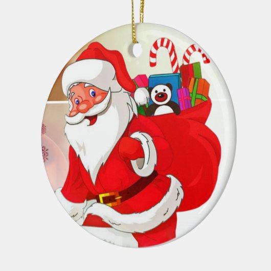 kerstcirkel Ornament, kerstman Keramisch Ornament (Links)