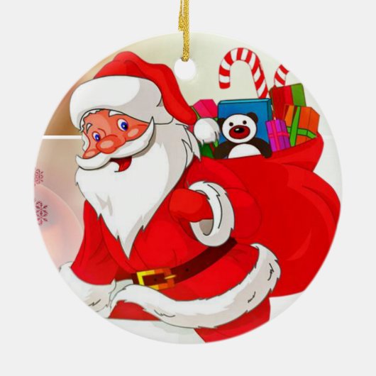 kerstcirkel Ornament, kerstman Keramisch Ornament (Achterkant)